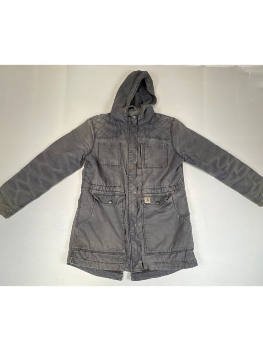 Carhartt Women’s Gray Hooded Jacket Quilted Lined Utility Parka Size S (4/6)